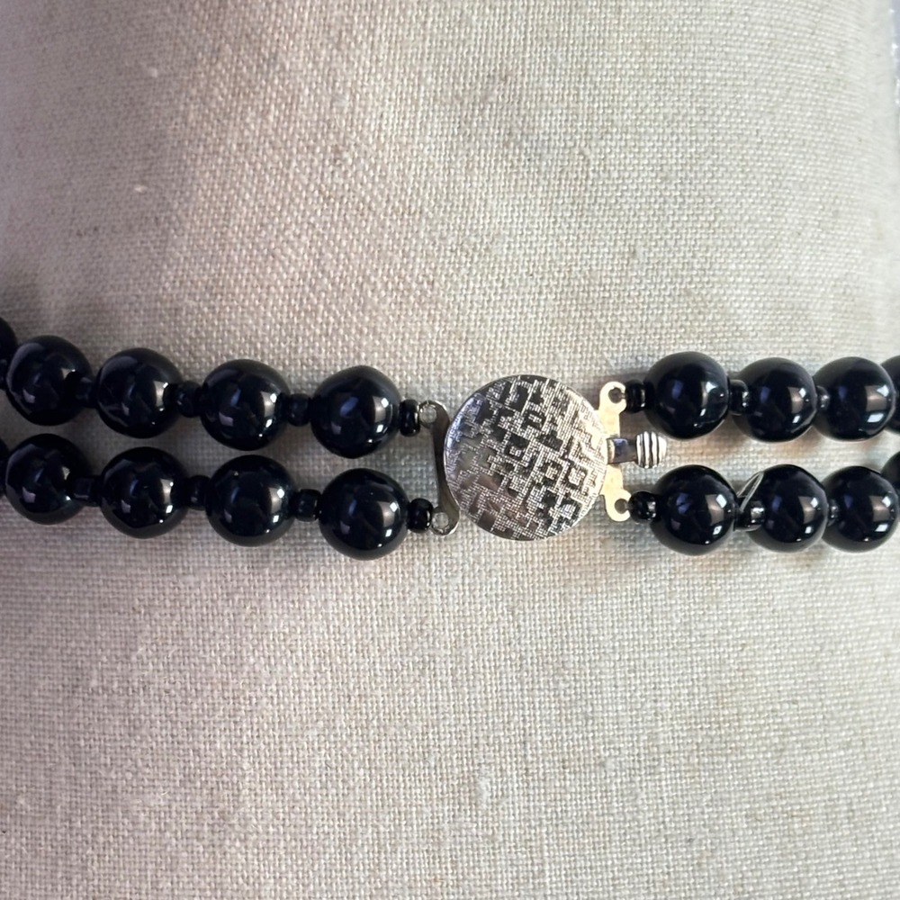 Vintage Tassel Medallion Necklace Black Silver Tone Metal Victorian Goth Boho - Picture 8 of 16